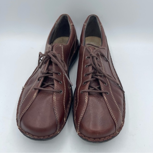 Clarks Women's 10 M Brown Leather Lace-up Oxfords Shoes 77597 Bicycle Toe - Picture 2 of 6